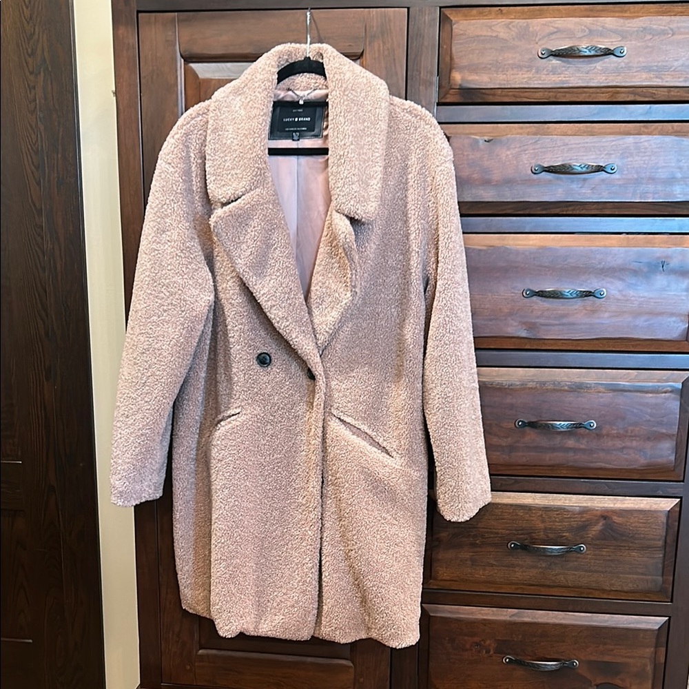Lucky Brand Women's Pink Teddy Coat